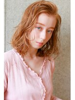 ラフィス ヘアー エラン 東尾道店(La fith hair elan)&nbsp;【La fith】ロブヘア｜オレンジベージュ×アップバング