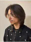 センターパートメンズウルフカットネオウルフ中性ウルフ