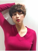 無造作外人風ミニボブオリーブカラー【下北沢】