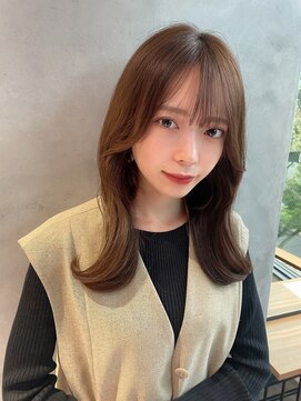 美髪レイヤーカット/顔まわりレイヤー/くびれミディアムレイヤー