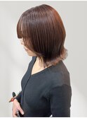 外ハネボブ オレンジブラウン 透明感カラー 髪質改善