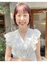 ラミエバイメルト 下北沢(lamie by melt)&nbsp;ブリーチなしダブルカラーピンクベージュミニボブ前髪小顔ヘア