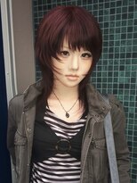 オルン(ORGN.) ワインレッドカラーハッシュカット デザインカラー ダブルカラー