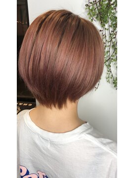 シェノン 西梅田(CHAINON) 小顔ショート×ハイライトカラー×ピンクベージュ