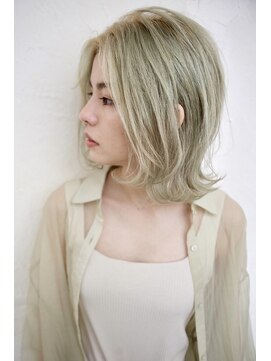 ポット バイ クレドガーデン 大宮東口店(pote by CRED GARDEN) エアリーロブ×Aラインボブ×オリーブグレージュ/大人かわいいmd