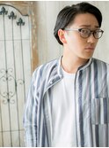 ダークアッシュ七三オールバックセミウェットヘアP