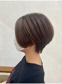 大人可愛い/黒髪前下がりショートボブ丸みショート/抜け感ヘア