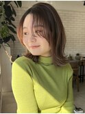 大人可愛い20代30代40代小顔くびれ外ハネミディアム×透明感暗髪