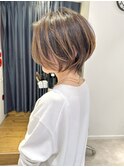 前下がりショートボブ×ハイライト×透明感カラー【NAYUMI】