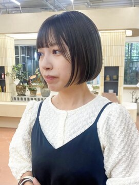 パークレーン アイス イヴェン(park lane ICI yeven) 切りっぱなしボブ　グレージュ　地毛風カラー　前髪　ラベンダー