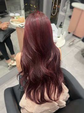 ジエクト カナウ(The Ect canow) レイヤーロング/ボルドーカラー/ワインレッド/チェリーレッド