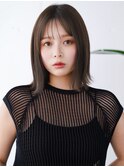 ◯ぱっつん前髪シンプルストレートくびれボブこなれミディアム