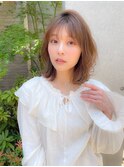 『LOBBY』三浦 ウェーブパーマ前髪こなれミディ薄めバング