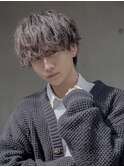 小久保styleフェザーパーマグレーブルーカラー刈り上げショート