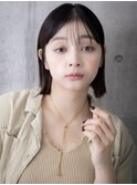 黒髪/ボブルフ/ネビージュ/小顔/ワンレン/髪質改善/いわき泉45