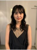 ロングパーマ/デジタルパーマ/ロングレイヤー/黒髪/前髪パーマ