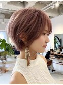 前髪小顔ハイトーンカラー大人ショートボブヘア20代30代40代
