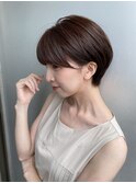 丸みショートシースルーバングくびれボブマッシュショート