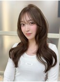 ミディアム レイヤー 韓国 顔まわり