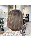 コントラストハイライト　コントラストカラー　白髪ぼかし