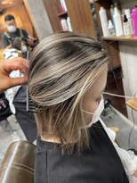 ラフ(LAFF)&nbsp;#バレイヤージュ#グレージュカラー#ボブウルフ#ココアベージュ