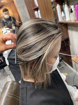 ラフ(LAFF) #バレイヤージュ#グレージュカラー#ボブウルフ#ココアベージュ