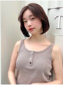 グレージュカラー　フレンチカジュアル　韓国ボブ