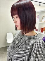 キートス 高知店(kiitos)&nbsp;春色チェリーレッド/切りっぱなしボブ/前下がりボブ