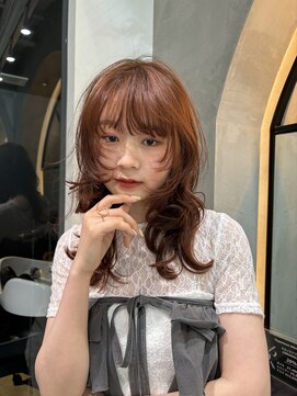 ロンドエニカ 大宮(Lond enika) オレンジブラウンカラーブリーチなしレイヤーカット大宮美容室