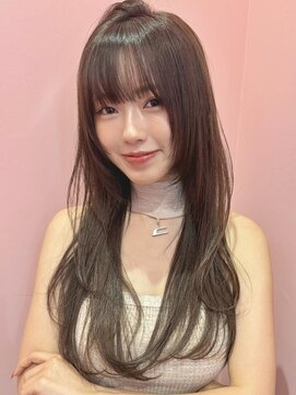 ミンクス 原宿店(MINX) デザインカラーレイヤーカットウェットヘアオリーブベージュ