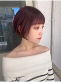 大人ナチュラルショートボブ レイヤーボブ ピンクブラウン