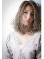 カバーヘア ブリス 北浦和(COVER HAIR bliss)&nbsp;ホワイトブロンド毛先パーマワンレンミディアムv北浦和20代30代