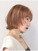 外はねくびれボブオレンジブラウンオレンジベージュ【自由が丘】