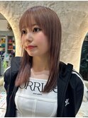 新潟/万代 顔まわりレイヤーイメチェンピンクグレージュ