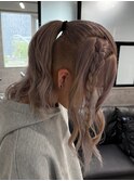フェード編み込み三つ編みシルバーカラーマンバン20代30代