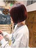 髪質改善カラー/タッセルボブ/ボブ/ボルドーカラー