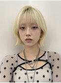 くびレイヤーボブルフネビージュ小顔ワンレンこなれミディ