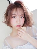 愛されボブ/フェイスレイヤー/エアリーウェーブ/ピンクベージュ