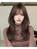 ロング韓国ヘア顔周りレイヤー大人ガーリー _m0001