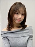 小顔 前髪 レイヤーカット ミルクブラウン ワンホンレイヤー "