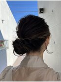 お呼ばれヘアセット ナチュラル無造作編み込みお団子ヘア