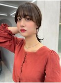 韓国ヘア　ロングヘア　レイヤーカット　前髪カット　くびれ巻き