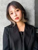 エインアンリー 表参道(AIN.ANLY.)&nbsp;◯ワンレンボブルフ黒髪ネビージュ小顔ぱっつん前髪ウルフパーマ