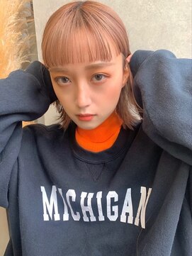 スリー 博多(THREE...) 【ケアブリーチ】オレンジ×ピンク×ベージュ