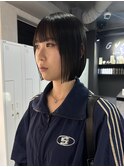 ボブ/ミニボブ/切りっぱなしボブ/ワンレン/黒髪/前髪
