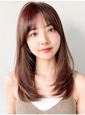 ホワイトグレージュこなれヘアデジタルパーマ愛されセミディ