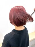 Say.ショートボブチェリーレッドチェリーブラウン細めハイライト