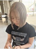福井　大和田　ハイトーンカラー　ホワイトベージュ　ボブヘア