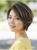 白髪ぼかしハイライトブリーチミルクティーベージュ