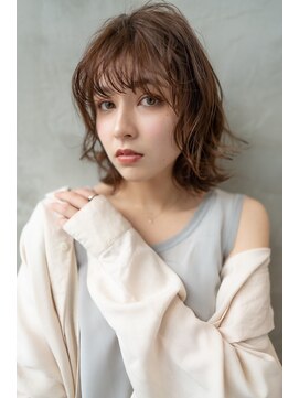 オースティン 門前仲町(AUSTIN) 大人かわいい前髪セシルカットココアブラウンフリンジウェーブ